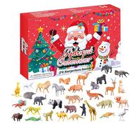 Christmas Countdown, 14.45 inches 24 Days Until Christmas Animal Set For Holiday Decor, 32 Pieces Realistic Figurines With Shelf Display Seasonal for Home Table Decoration