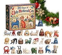 Christmas Countdown 2026 2D Acrylic 24 Days Ugly Mdieval Cat Decor | Christmas Calendar Countdown Set For Kids Boys Girls Aults Party Favors Stocking Stuffers Home Wall Window