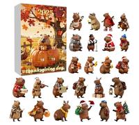 Christmas Countdown - 24 Days 2d Acrylic Capybara Ornament Calendar | Festive Holiday Decoration for Home, Kids, Teens, Adults During Christmas, Thanksgiving, Seasonal Celebration, 26x18x3cm Acrylic