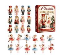 Christmas Countdown Advent Boîte Calendrier avec Danseurs en Acrylique Plat | Ornements Casse-Noisette Compte à Rebours 24 Jours pour Maison, Porte d'Entrée, Sapin, Manteau, Fêtes, Voiture, Bra