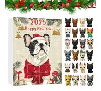 Christmas Countdown - Calendar 2025 Planner | 2d Acrylic Bulldog Themed Pendant Set Holiday Charm Festive Design Decorative Countdown Ornaments for Wall, Window or Holiday Decor, 0.59x0.59x1.46in