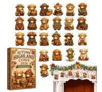 Christmas Countdown Calendar 2026 2D 24 Days Funny Cute Cow Ornaments | Autumn Holiday Countdown Calendar for Home Living Room Bedroom Desk Shelf Office Party Holiday Kids Adults