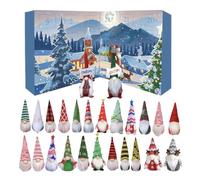 Christmas Countdown Calendar, 24 Day Gnome Doll, 8.27x8.27x3.54 Inches Small Dwarf Ornaments Calendar for Kids and Adults, Desktop Centerpiece, Mantel, Fireplace, Festive Holiday Decoration Set