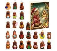 Christmas Countdown Calendar - 24 Days 3D Capybara Pendant Ornament, Small Animal Countdown Decorations, Adorable Holiday Display for Shelf Door Office Bedroom or Window, Fun Christmas