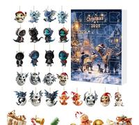 Christmas Countdown Calendar - 24 Pendant Dragon Calendar, 2D Flat Seasonal Scene Props with Festive Theme, Holiday Activity Set for Friends, Students, Teens, Adults, Family Fun