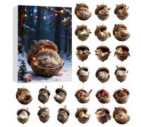 Christmas Countdown Calendar - 2D Acrylic Animal Pendants, Living Room Bedroom Kitchen, Entryway Door Fireplace Car, Animal Acorn Adornment Display, Acrylic Ornament Set, Car Mirror Adornment