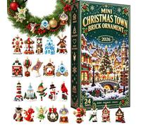 Christmas Countdown Calendar - 2D Acrylic Building Block Collectible Pendan | 24 Days Holiday Countdown Home Living Room Fireplace Mantel Party Gathering Holiday