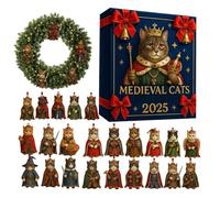Christmas Countdown Calendar - 2D Acrylic Cat Ornament Set, 24 Days Cat Christmas Decorations, Daily Holiday Surprise for Pet Lovers, Festive Seasonal Décor, 10.24x7.09x1.18 Inches