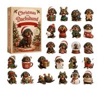 Christmas Countdown Calendar - 2D Acrylic Dog Figures Holiday Decor | 24-Day Countdown Calendar for Windowsill Mantel Office Car Holiday Party Home Celebration Festival