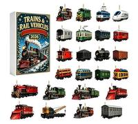 Christmas Countdown Calendar, 2D Acrylic Mini Rail Vehicle Tree Ornament | 24 Days Christmas Ornament Countdown Calendar for Train Lover Door Window Tree
