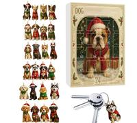 Christmas Countdown Calendar, 2D Acrylic Ornaments Flat Dog, 24 Days Christmas Tree Pendants,for Home Office School Garage Living Room Bedroom Patio Garden
