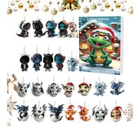 Christmas Countdown Calendar, Acrylic Dragon Decor, Holiday Pendant