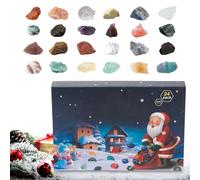 Christmas Countdown Calendar Advent, 21,5 x 14,7 x 3 cm Crystal Calendar Advent, Minerals Collection Heures Gem 24 Day Effortless To Use For Kids Women Men Teen Boys Girls Party Home Decor Holiday
