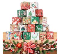 Christmas Countdown Calendar Boxes Empty | Festive Decoration - Christmas Empty Countdown Calendar Boxes To Fill | for Cookie Candy Treat Snack Holiday Favors