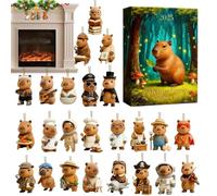 Christmas Countdown Calendar - Capybara Advent, 2D Acrylic Capybara Toy Advent Calendars with 24 Festive Figures | Cute Capibara Ornament for Car Rearview, Mantel, Backpack, Stocking Stuffer | Holiday