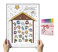 Christmas Countdown Calendar - Christmas Countdown Educational, Nativity Scene Design, Interactive Advent Calendar for Kids Family Living Room Wall Door Home Decor, Holiday Decor, 21.65x16.54 Inch