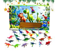 Christmas Countdown Calendar, Dinosaur Figurine Holiday Advent, 14.8x8.94x1.26 Inches 24 Day Countdown Calendars with Toy Car, Fun Party Favor for Boys Girls School, Home, Travel Activities