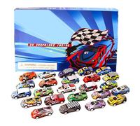 Christmas Countdown Calendar, Dinosaur Figurine Holiday Advent, 14.8x8.94x1.26 Inches 24 Day Countdown Calendars with Toy Car, Fun Party Favor for Boys Girls School, Home, Travel Activities