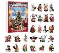 Christmas Countdown Calendar, Flat Acrylic Animal Design Ornament Pendant,