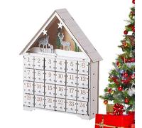 Christmas Countdown Calendar House Made of Wood | Wood in 2 Sizes, Sturdy & Reutilisable with 24 Compartments, Battery Operated, Ideal for Children & Christmas Decorations at Home