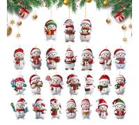 Christmas Countdown Calendar Toys - 24 Days 2D Acrylic Snowman Decorations, Arrival Snowman Ornaments for Tree Branches Windowsills Wall Door Bedroom Window, Holiday Festive Home Decor Presents