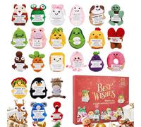 Christmas Countdown Calendar Toys - Cute Stress Relief Advent Decoration, 24 Days Crochet Animals | Interactive, Ideal for Adults, Family, Friends, Kids, Home, 34x32x6.6cm