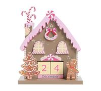 Christmas Countdown Calendar - Wooden Gingerbread House Decor | Desktop Advent Blocks For Table, Shelf & Mantel, Festive Holiday Decoration For Home, School & Dorm, 1 Piece