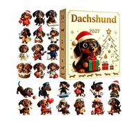 Christmas Countdown Calendars, Dachshund Collectibles Holiday Figurines | 24-Day Vacation Countdown Calendars for Mantel Office Car Holiday Party Home Celebration Festival Windowsill
