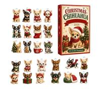 Christmas Countdown | Flat Acrylic Chihuahua Design Pendant Ornament | Christmas Countdown | Flat Acrylic Chihuahua Design Pendant Ornament | 24 Days Holiday Countdown | for Home Room Apartment
