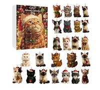 Christmas Countdown - Kids advent calendarr, Cat Theme Toy 2D Ornament Charm | Keychain Countdown Calendars For Holiday Classroom Desk Wall Tree Kids Toddler Teen Adult Boy Girl Women Men