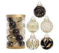 Christmas Countdown, Lot de 25 Boules de Noël de 6 cm, Grandes Boules décoratives for Sapin, décoration de fête, Cadeau de Nouvel an 2025, Accessoire(Black Gold)