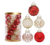 Christmas Countdown, Lot de 25 Boules de Noël de 6 cm, Grandes Boules décoratives for Sapin, décoration de fête, Cadeau de Nouvel an 2025, Accessoire(Red Gold)
