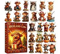 Christmas Cow Calendar - 24 Day Acrylic, Cute Advent Home Decor