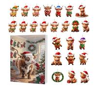 Christmas Cow Countdown - 2D Decorative Cattle Advent Calendars | Toy Advent Calendars, Cartoon Christmas Tree Ornament Count Down, Party Supplies for Backpack Car Dorm Window Fireplace Bedroom Living