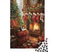 Christmas Cozy Scene Adult Puzzle for Home Cozy Christmas Fireplace Scene Educational Game Decompression & Wall Decor 70x50cm 1000pcs