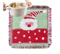 Christmas Cup Coasters, Square Fabric, Heat Guard, Fringe Paste, Drink Seal