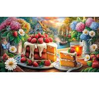 Christmas-Cupcake-with-Berries-and-Flowers Puzzle pour Adultes 1000 pièces Papier recy eau Puzzle de décoration Stimulant pour détente et décoration Murale Idée Cadeau Parfaite 38x52/1000 pièces