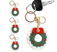 Christmas de porte-clés de crochet - Matériau en coton, ensemble de 4pcs en laine fait à la main 4pcs, tricot de porte-clés faits à la main, Ornement de Noël mignon du Père Noël | Crochet cħristmas ke