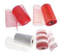 Christmas Déco Mesh 4 rouleaux 10 verges de long Broubbon en file d'attente en file d'attelle en polyvitable à ruban de jute en col.