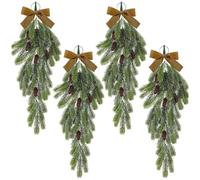 Christmas Decoration, Pine Cone Swag, Teardrop Decoration Wreath, Front Door Pine Needles Decor, Bowknot Swag for Stairway and Window, Festive Christmas Swag for Home