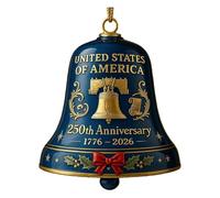 Christmas Decorations Outdoor, United States 250th Anniversary Bell Ornament, Metal Hanging Bell Christmas Tree Decorations, Vintage-Style Cast Metal Doorbell Decoration (1Pcs-Blue)