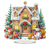 Christmas Diamond Art Sparkling Gingerbread House Diamond Art Paintings Kit Inclure Glue & Sticky Pen & Base Funny Rhinestone Christmas Crafts For Kids Adults | Kits