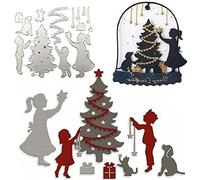 Christmas Die Couts, Arbre De Noël Gamin Chien Metal Cut Modèle De Pochoirs DIY Card D'invitation Scrapbook