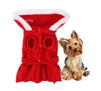 Christmas Dog Clothes for Small Dogs | Festive Red Pet Dress & Jacket Outfit | Cozy Cotton Apparel for Dogs/Cats/Puppies | Easy on Holiday Costume (L)