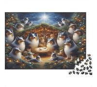 Christmas Dog Nativity 100% Recycled Cardboard Penguin Christmas Scene 1000 Piece Adult Jigsaws for Adults & Kids Fun Home Activity 52x38cm/1000pcs