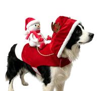 Christmas Dog Outfit - Snowman Riding Hooded Costume with Antlers | Hilarious Snowman-riding Design Featuring Festive Reindeer Antlers Turns Your Dog Into The Star Of Any Holiday Party