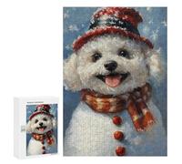 Christmas Dog Snowman Puzzle 1000 Pièces Educa Jouet en Bois Cadeau Unique Décoration Intérieure Jeu Éducatif Challenge Toy Adultes Et Enfants À Partir De 14 Ans 300 PCS