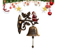 Christmas Door Bells - Hanging Holiday Welcome Bell, Reindeer Figures | Rustic Metal Chime Decoration, Vintage Farmhouse Doorbell for Garden Entryway Indoor Wall Home Porch Yard Gate Seasonal Decor