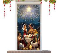 Christmas Door Cover Outdoor, 90x200x0.5cm Nativity Scene Religious Fabric Home Decor - Front Door Christmas Decorations - Long-Lasting For Home Room School Dormitory Apartment Porch Wall Shop