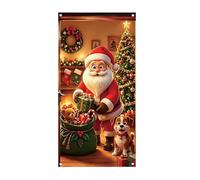 Christmas Door Cover - Polyester 90x180cm Santa Entry Decor | Santa Door Banner - 100D Polyester 90x180cm | Entry Backdrop | Hanging Holiday Decoration For Home, Office, Porch, Hallway